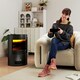 image 7 of HOMCOM Fireplace Electric Heater Stove w/ Thermostat Control Black Freestanding