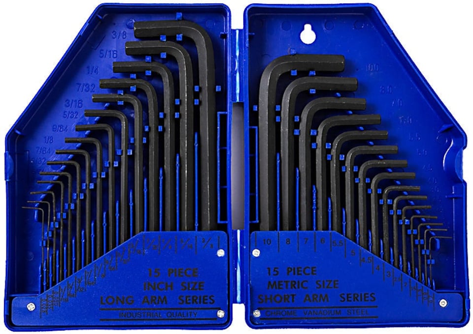 image 1 of Goodyear 30 pc Metric & Imperial Hex Allen Key Long Set Kit Allan Alan Alen | Blue