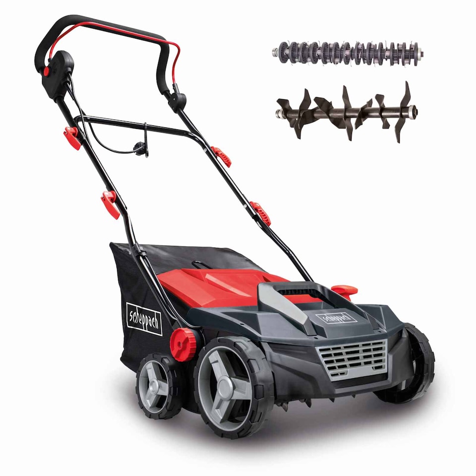 image 1 of Scheppach SC38 Electric Scarifier & Aerator, 1600W, 38cm Width, 45L Collection Box