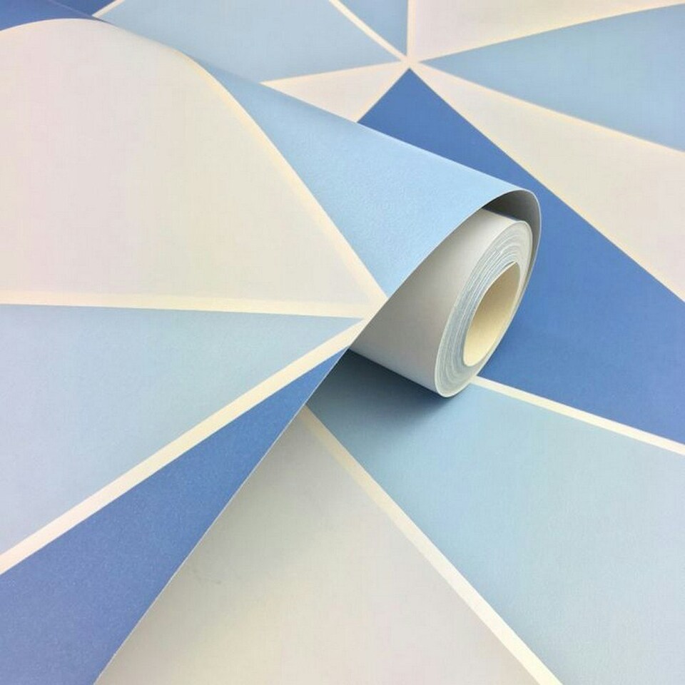 image 1 of Fine Decor Apex Geometric Wallpaper - Blue - 32.1ft x 21in Blue