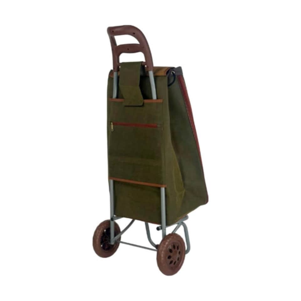 image 1 of 2 Wheel Faux Leather Lightweight Foldable Shopping Trolley 30 x 39 x 60 cm