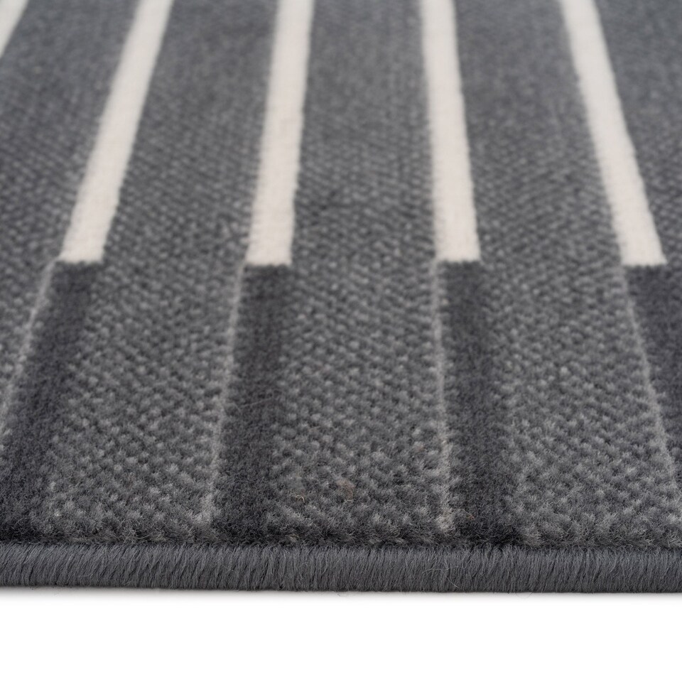 image 1 of kukoon 3ft - 39ft Grey Striped Stair Carpet Long Hallway Runner Rug 70cm x 549cm