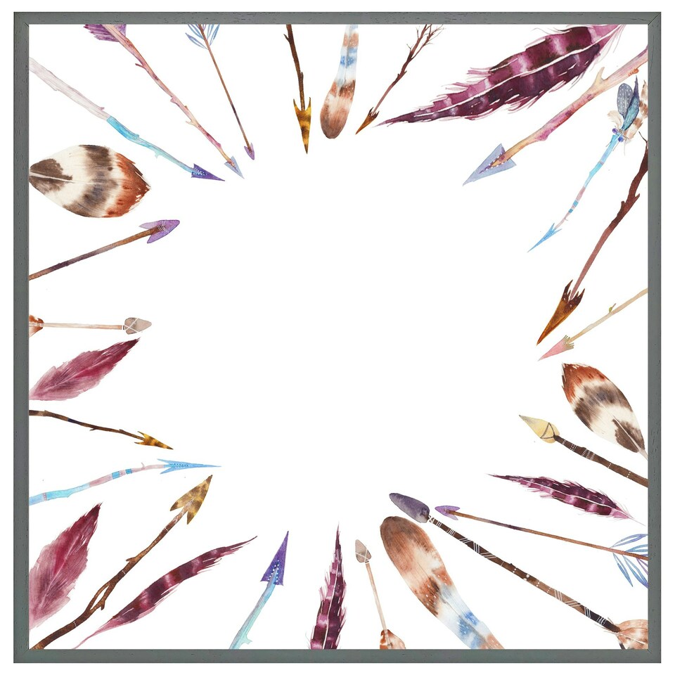 image 1 of Watercolour boho chic with feathers and arrows (Picture Frame) White | L