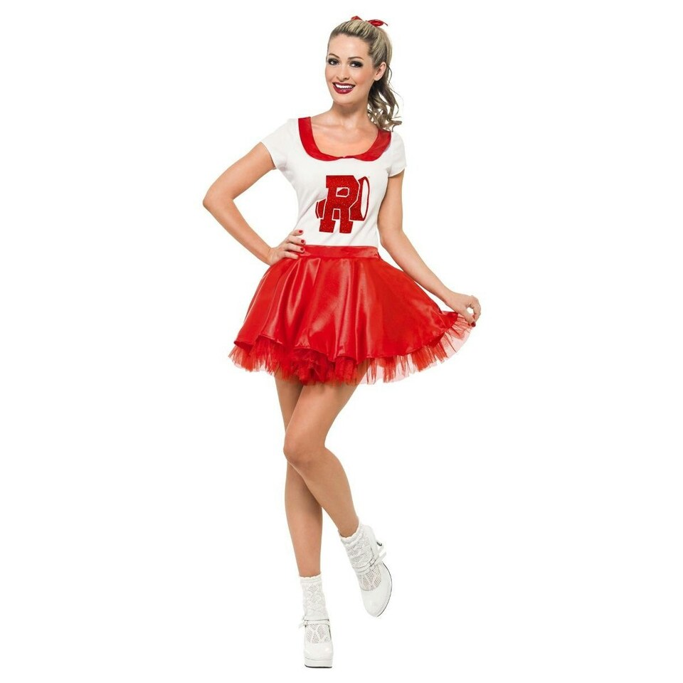 image 1 of Grease Womens/Ladies Sandy Olsson Cheerleader Costume - White/Red - S | Multi | S