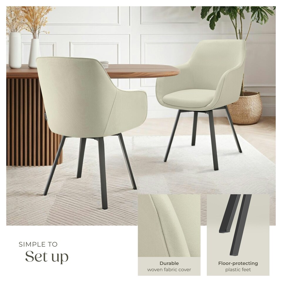 image 1 of Dining Chair Alicon - swivel armchair with padding and continuous backrest - Set of 2 Grey | Greige