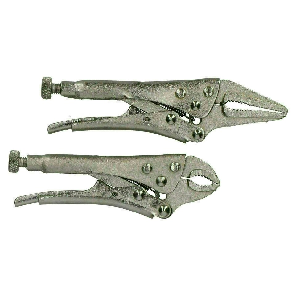 image 1 of 2pc Mini Locking Pliers Set Long and Round Nose Vice Grips Holders Clamps