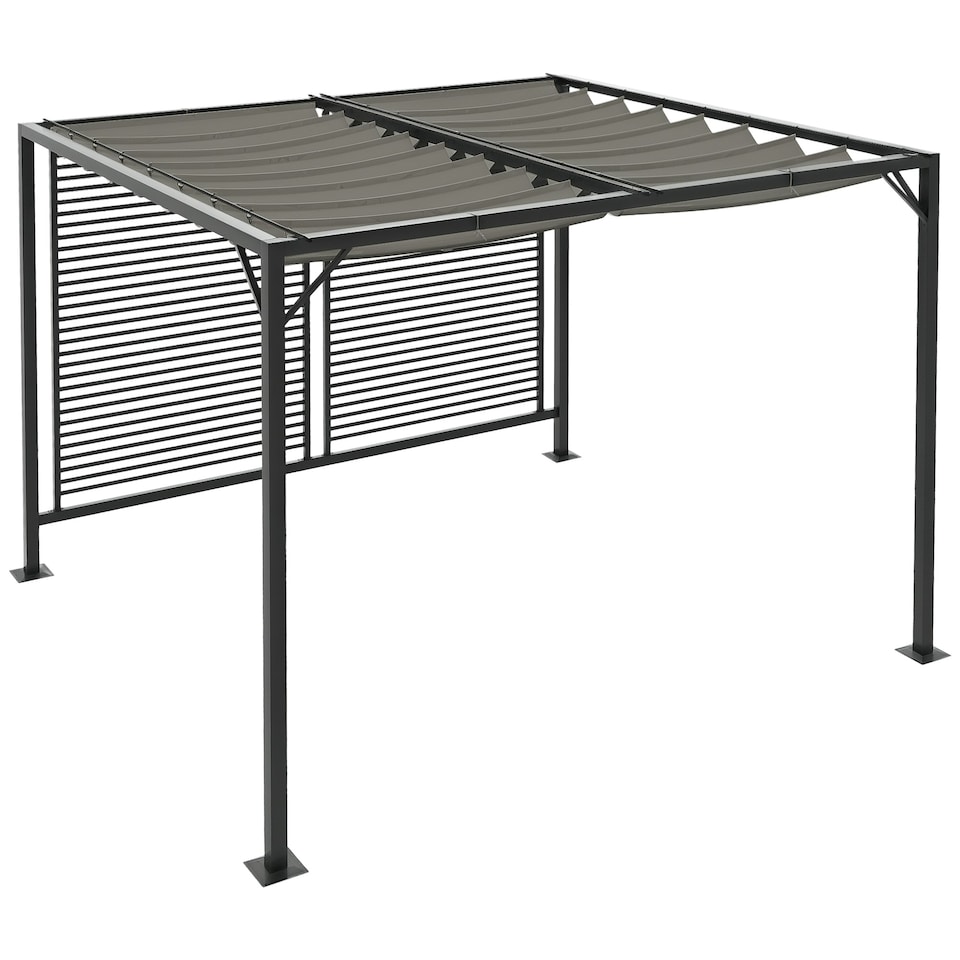 image 1 of Outsunny Metal Pergola Patio Sun Shelter Grape Tent Retractable Canopy UV Cut