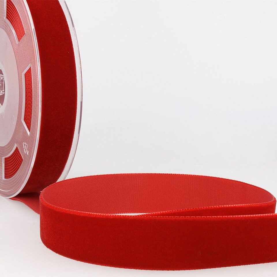Stephanoise Red 10mm Velvet Ribbon for Dressmaking - per metre