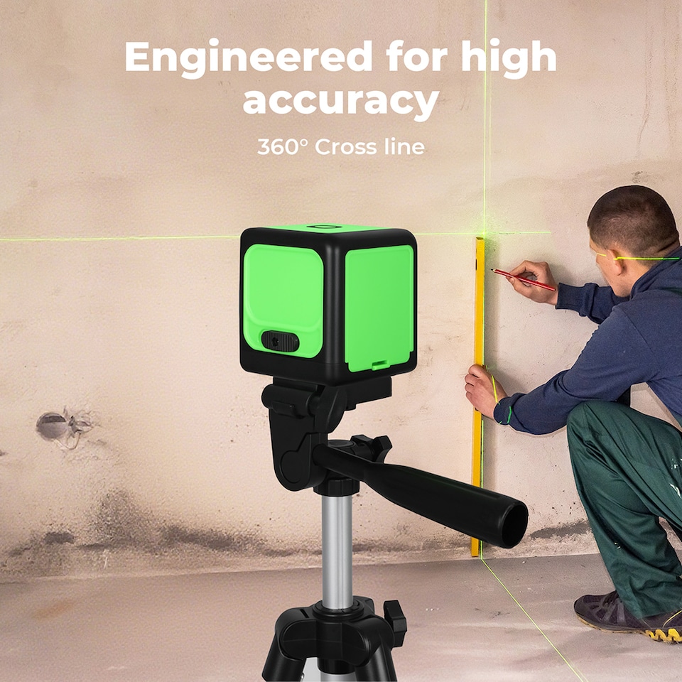 image 1 of Traderight Green 360 Degree Laser Level Self Leveling IP54 Water Resistant with Tripod