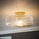 image 2 of ValueLights Calpe Large Ceiling Light Ribbed Smoked Shade | Gold