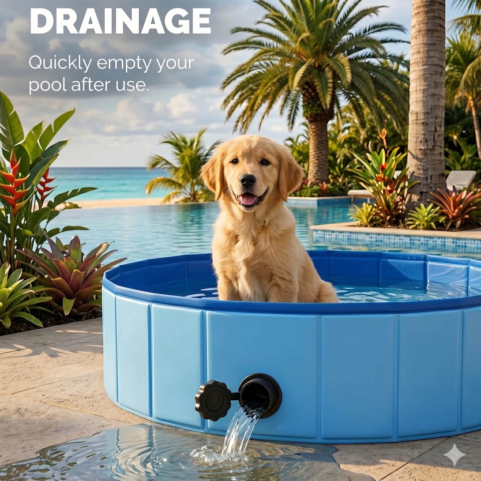 image 1 of Foldable Dog Swimming Pool Heavy Duty PVC Pet Bath Tub