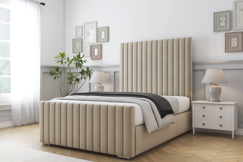 image 1 of Sloomy Madison Almond Coniston Bed Frame With 50" Upholstered Headboard 4'6 Double