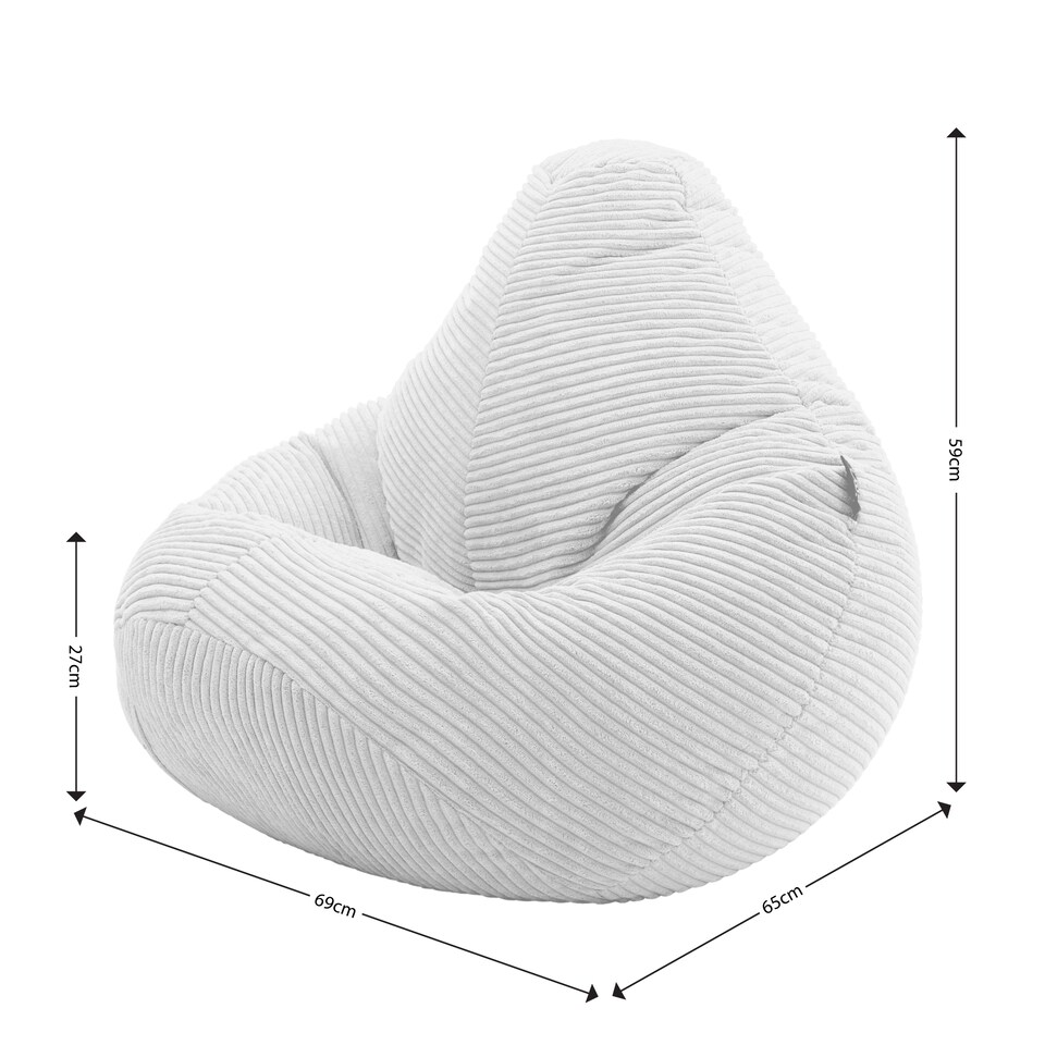 image 1 of Dalton Kids Beanbag Corduroy Light Grey Set of 2 | Grey | Light Grey | M | 2