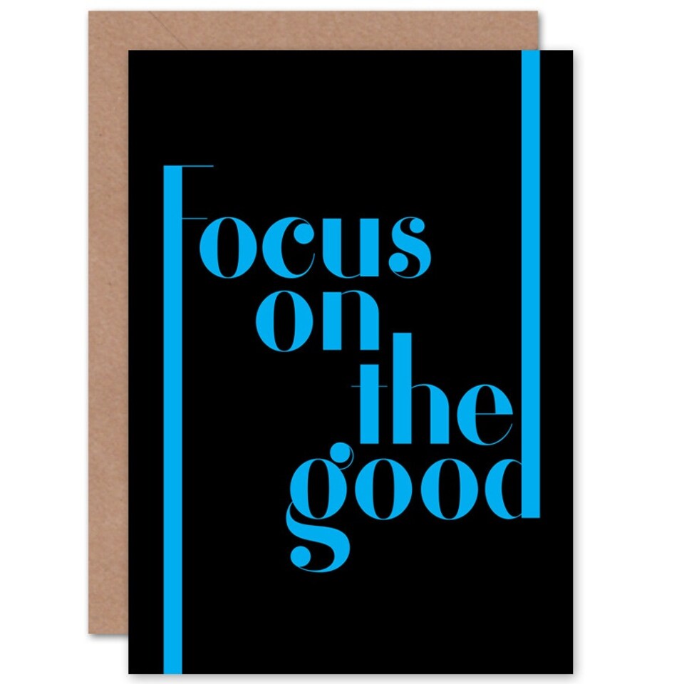 image 1 of Focus On The Good Affirmation Quote Modern Good Luck Card