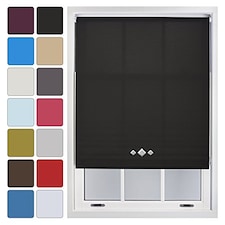 FURNISHED Daylight Roller Blinds with Triple Diamond Eyelet Cut to Size Sheer Fabric | Black | Black | (W) 150cm x (L) 210cm