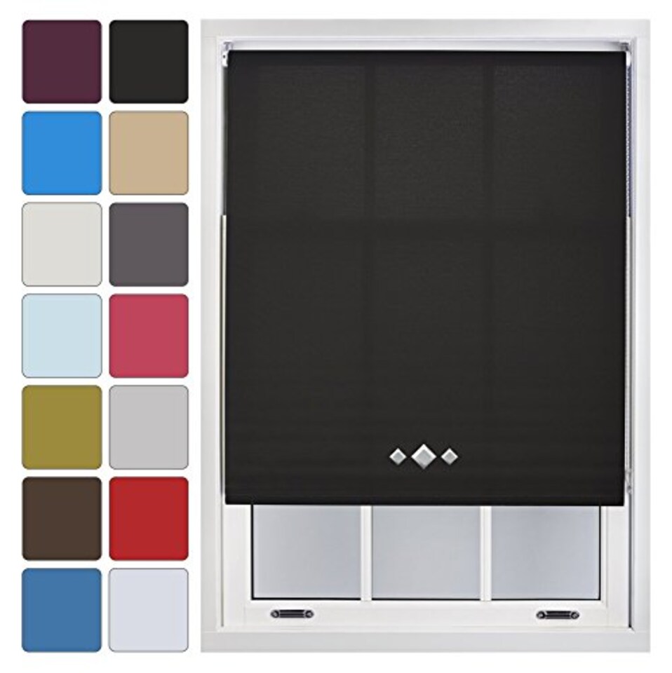 image 1 of FURNISHED Daylight Roller Blinds with Triple Diamond Eyelet Cut to Size Sheer Fabric | Black | Black | (W) 150cm x (L) 210cm