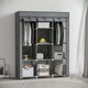 image 2 of HOMCOM Fabric Wardrobe, Portable Wardrobe, Clothes Storage Unit with 8 Shelves, 2 Hanging Rods, 125 x 43 x 162.5 cm, Dark Grey | Grey | Dark Grey