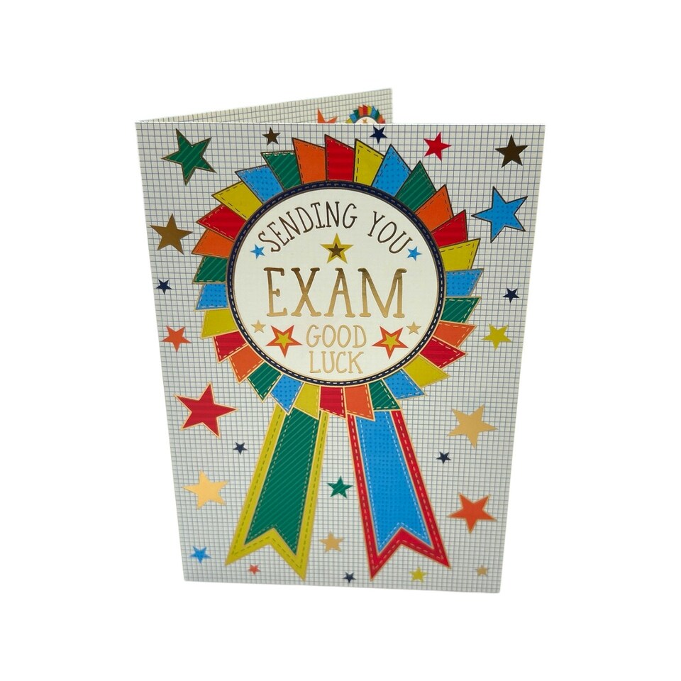 image 1 of In Your Exams Colourful Rosette Design Good Luck Card