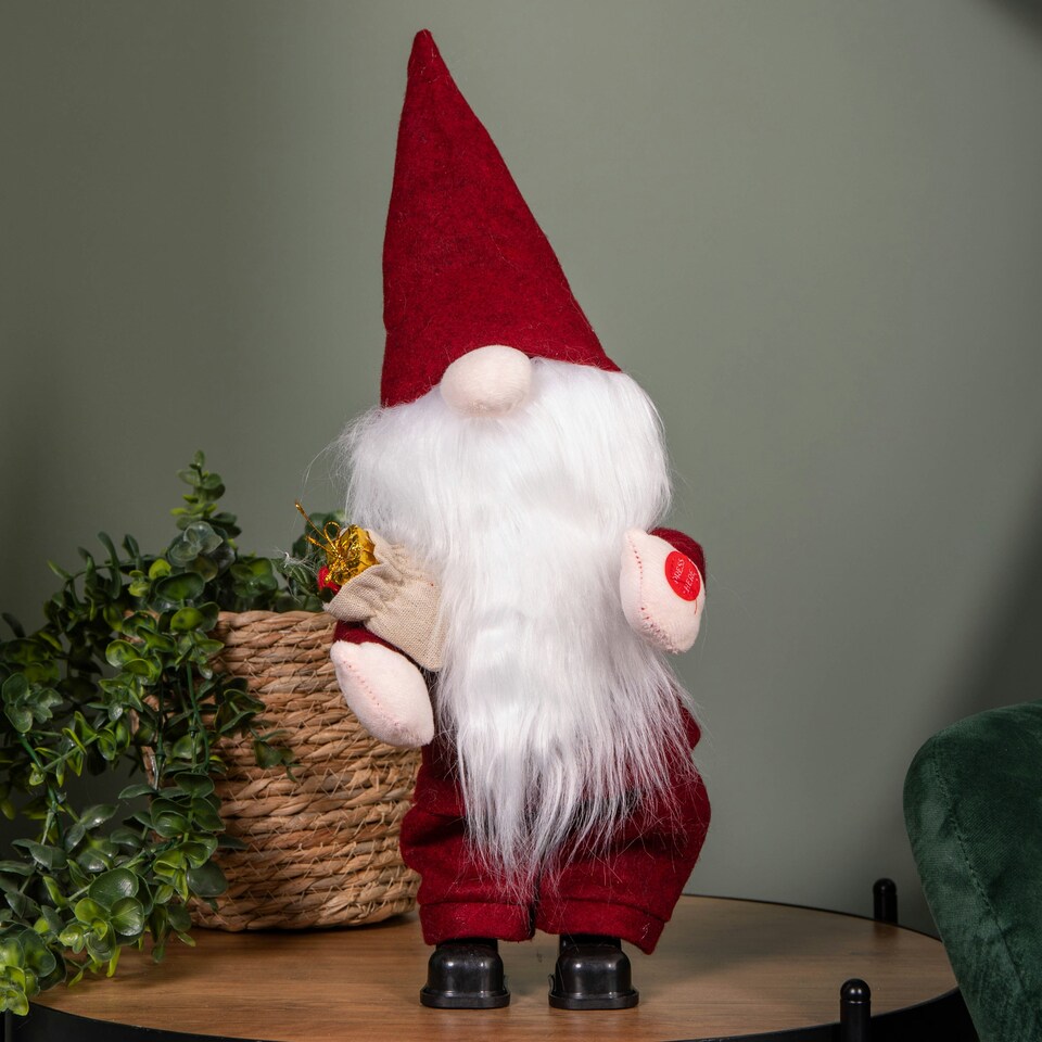 image 1 of 35cm Battery Operated Musical Walking Christmas Gonk Decoration in Red