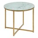 image 1 of Alisma Round Side Table with White Marble Effect Glass Top & Gold Legs