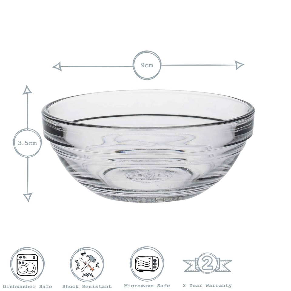 image 1 of Duralex Lys Stacking Glass Cooking / Ingredients / Food Bowl - 9cm | Clear | Clear
