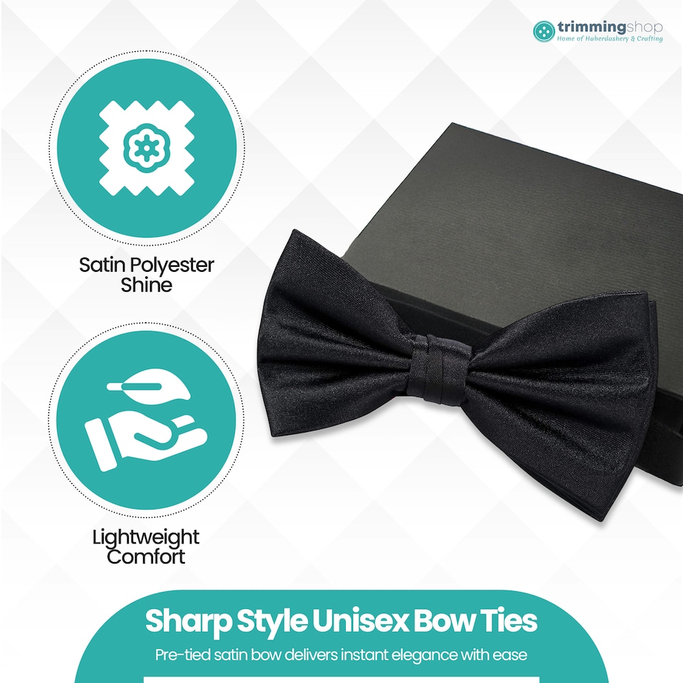 image 1 of Mens Bow Ties Colourful Plain Solid Satin Polyester Stylish Bow Ties