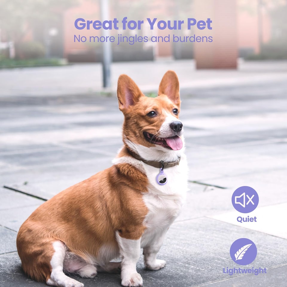 image 1 of AirTag Holder & Collar for Pets GPS Tag & App with Smart QR ID