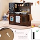 image 7 of COSTWAY Wooden Play Kitchen Kids Pretend Play Toy w/Microwave Ice Make-Brown