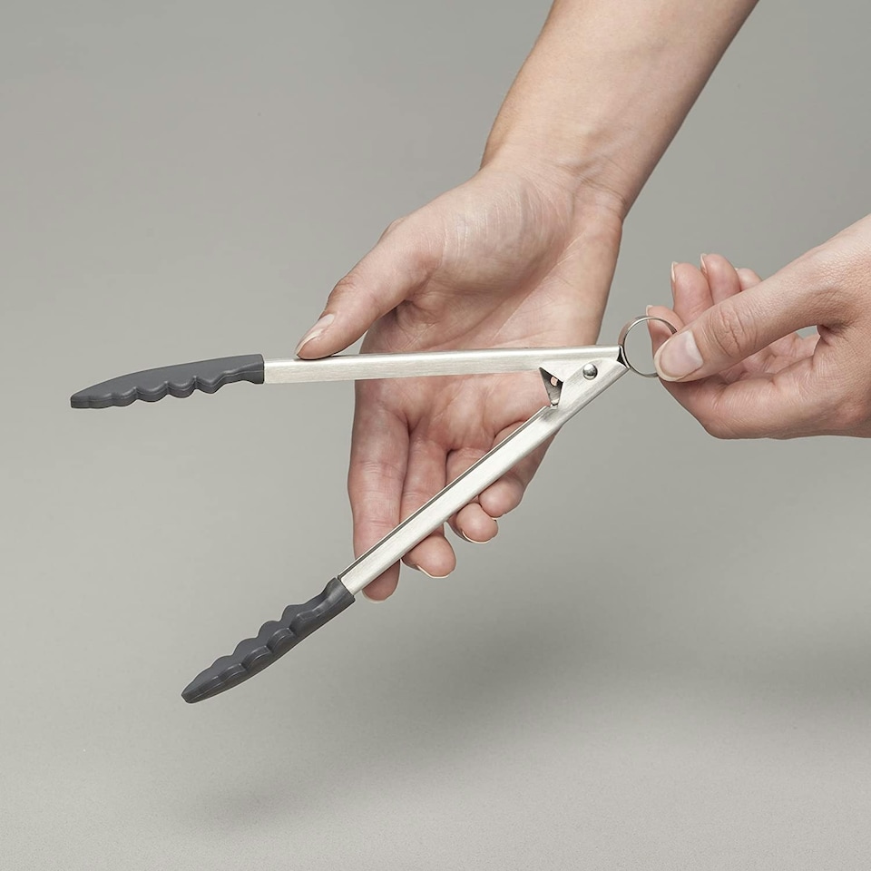 image 1 of Zeal Silicone Mini Tongs, 20cm, Dark Grey