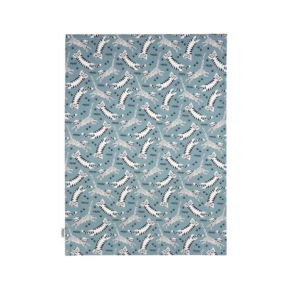 image 1 of Dexam Set of 2 Meow Recycled Kitchen Tea Towels Blue