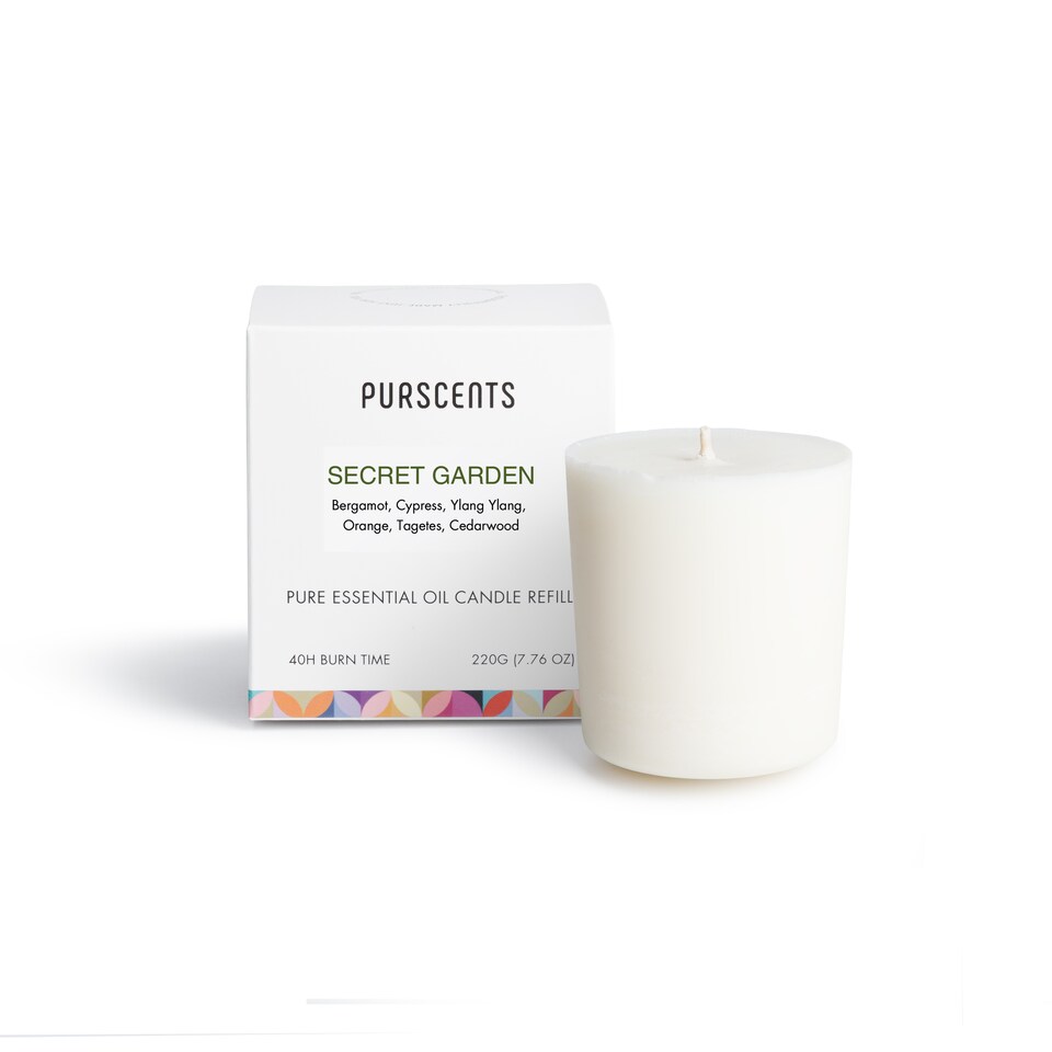 image 1 of Purscents Secret Garden Candle Refill Block - Sweet Orange, Bergamot, Anise, Cypress, Ylang Ylang  220g | Orange | 1