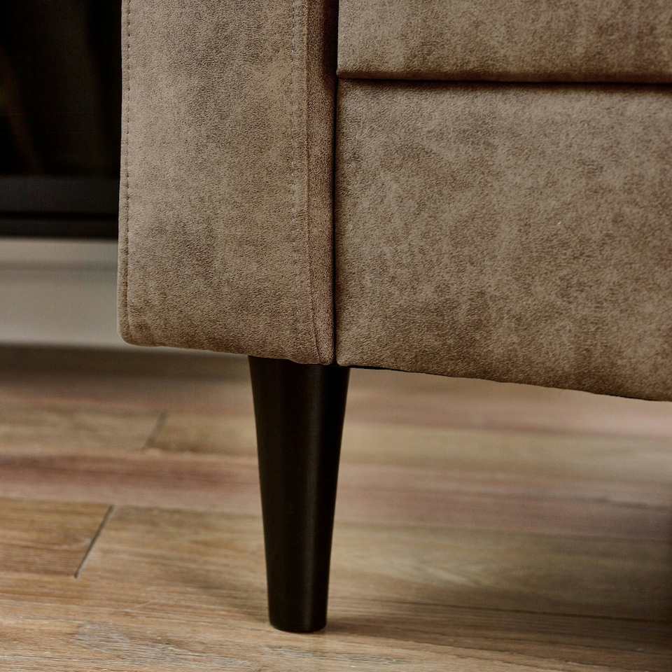 image 1 of Furniturebox Jolene Brown Faux Leather 3 Seater Sofa