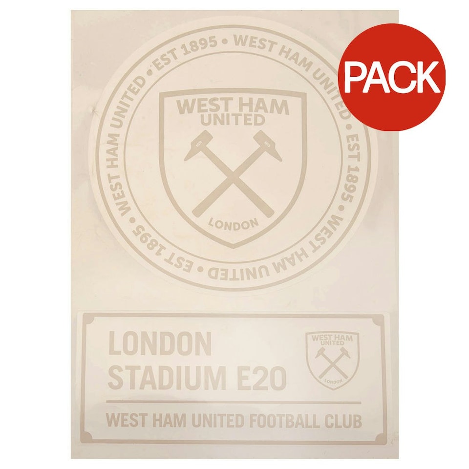 image 1 of West Ham United FC Car Decal (Pack of 2) - White - 19cm x 19cm