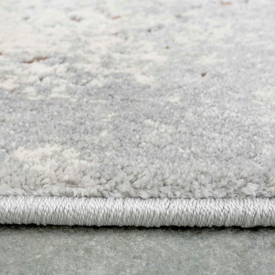 image 1 of KUKOON Silver Multicolour Distressed Floral Medallion Area Rug 80cm x 150cm Grey