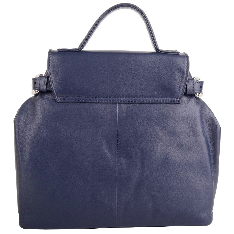 image 1 of Premium Soft Genuine Leather Cross Body Shoulder Bag, Detachable Strap Blue | Navy