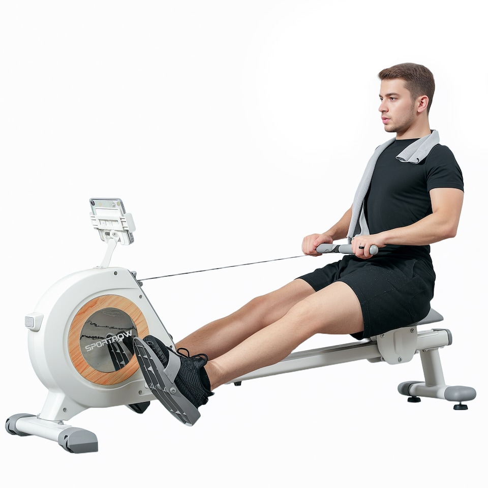 image 1 of SPORTNOW 16-Level Magnetic Rowing Machine with LCD Monitor, Black