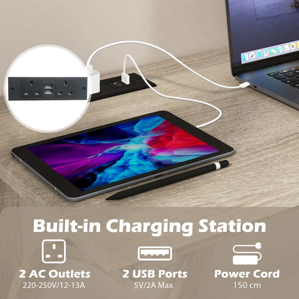 image 1 of COSTWAY 4-Piece Height Bistro Table and Saddle Seat Stools