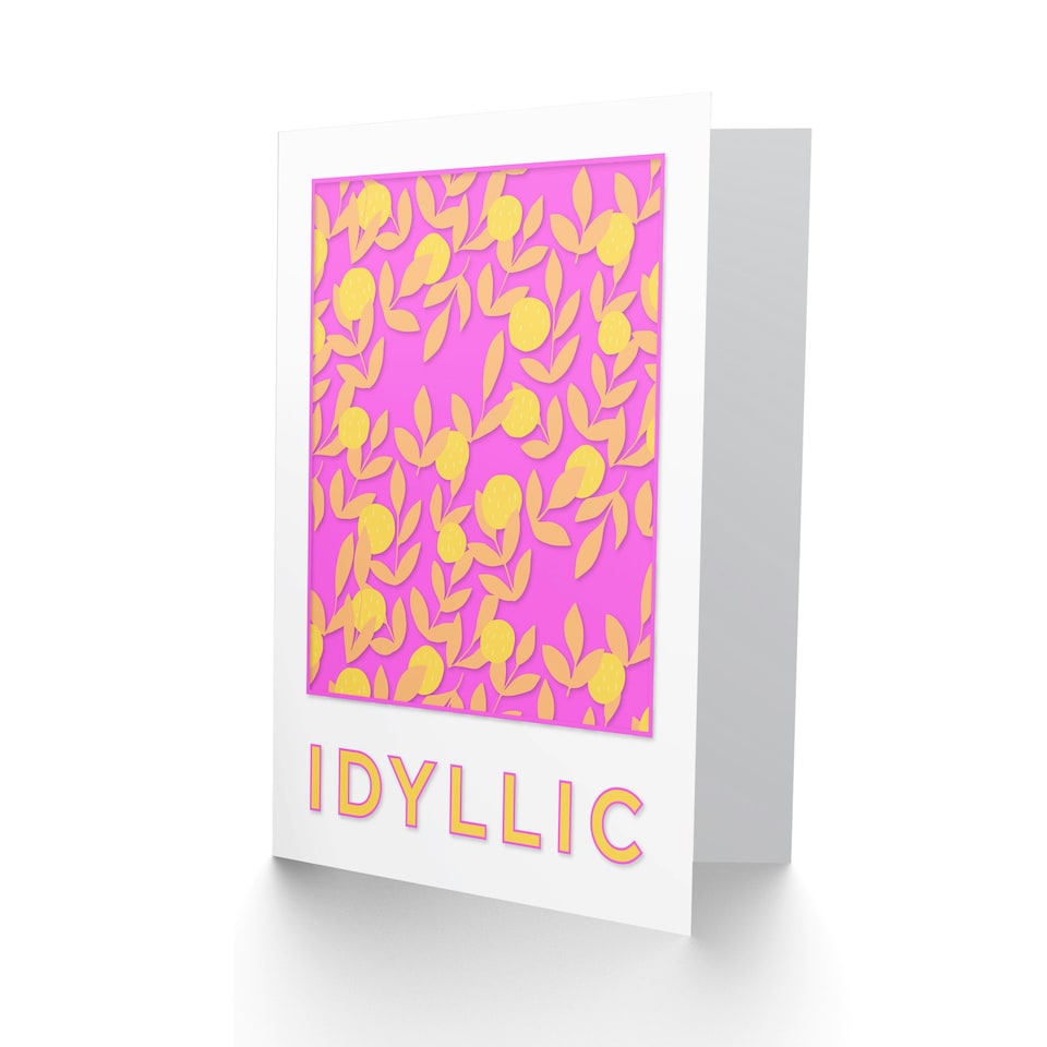image 1 of Floral Idyllic Bright Pink Quote Pattern Birthday Card