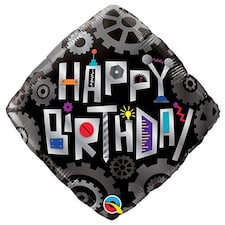 Birthday Robot Cogwheels Foil Helium Qualatex Balloon 46cm / 18 in