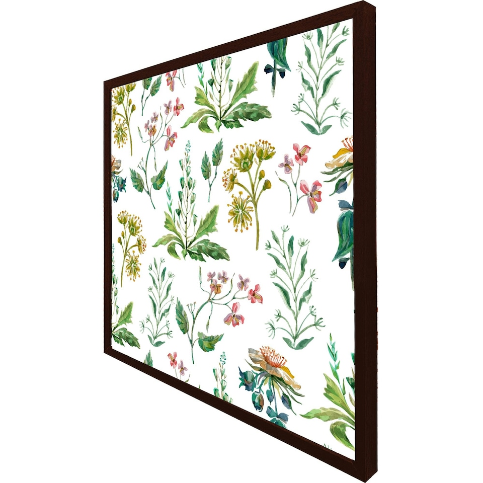 image 1 of Watercolour leaves & flowers (Picture Frame) Brown | L
