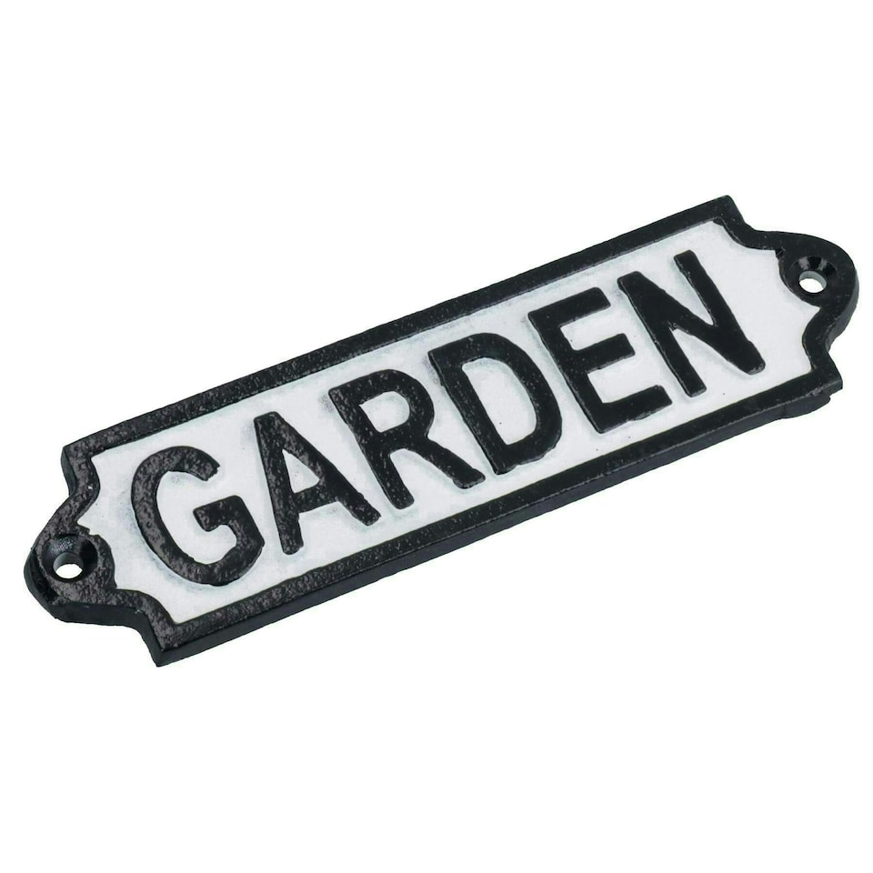 image 1 of Garden Cast Iron Sign Plaque Door Wall House Gate Fence Post Yard Shed