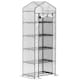image 1 of Outsunny 5 Tier Mini Greenhouse Grow House w Roll Up Door, WhiteGreen