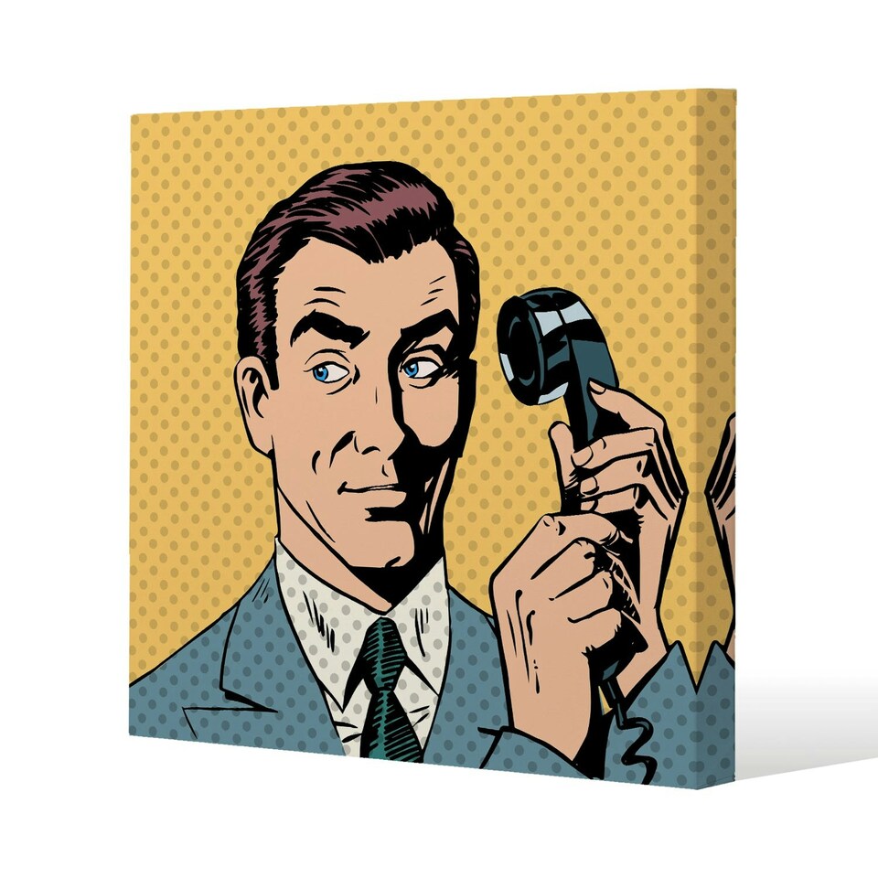 image 1 of phone style pop art retro (Canvas Print) 114 x 114 x 4cm
