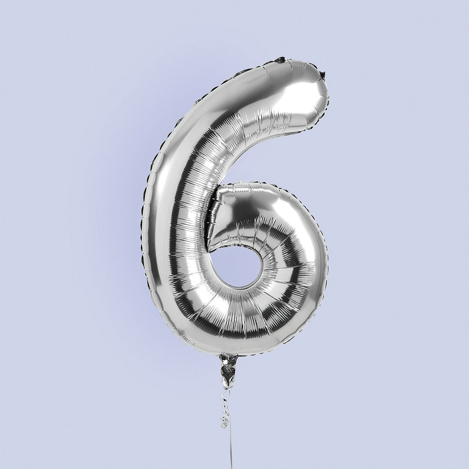 Silver Number '6' Foil 34" Balloon&nbsp;