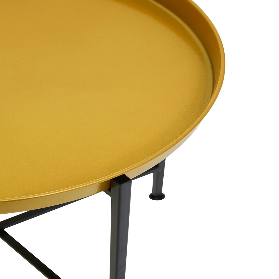 image 1 of Interiors By Premier Sleek Small Brass And Black Finish Side Table, Round Top Small Lounge Table, Contemporary Bed Side Table