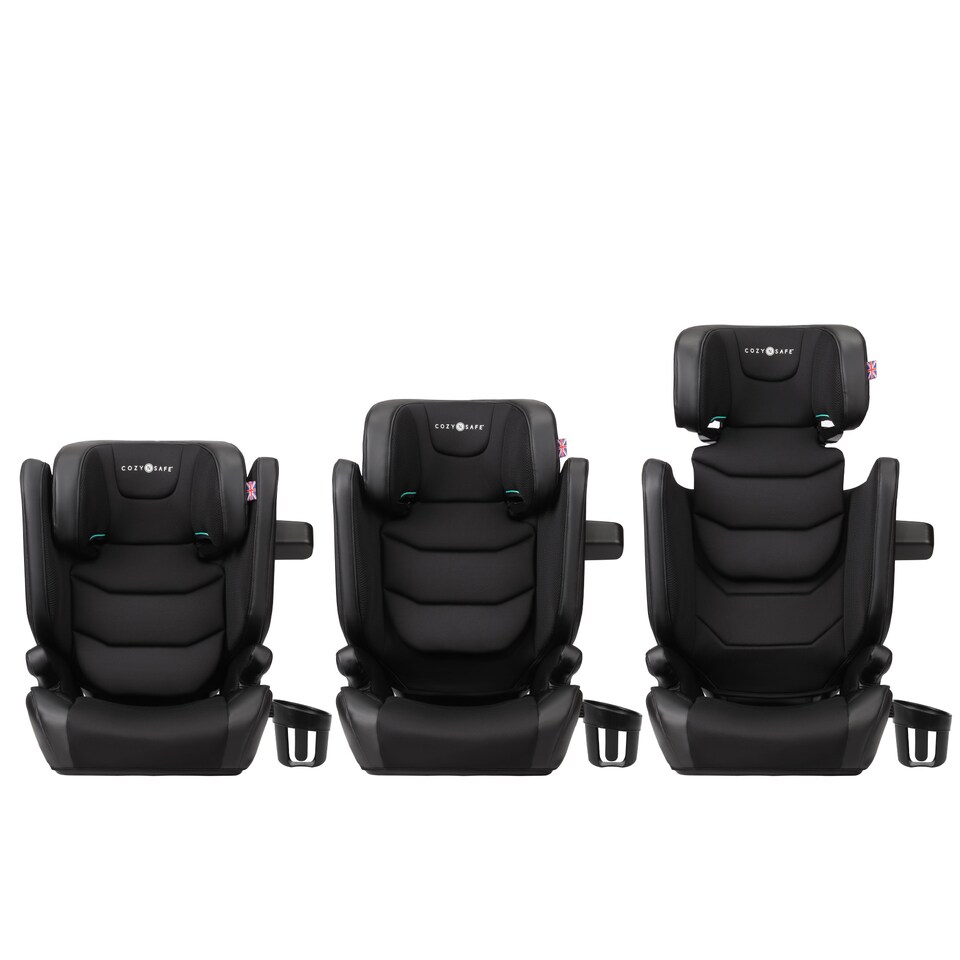 image 1 of Cozy N Safe Portland i-Size High Back Booster Car Seat 100-150cm, ISOFix & Seat Belt, Side Impact Protection, Adjustable Headrest, Cup Holder, Kids Car Seat 4-12 Years (Jet)