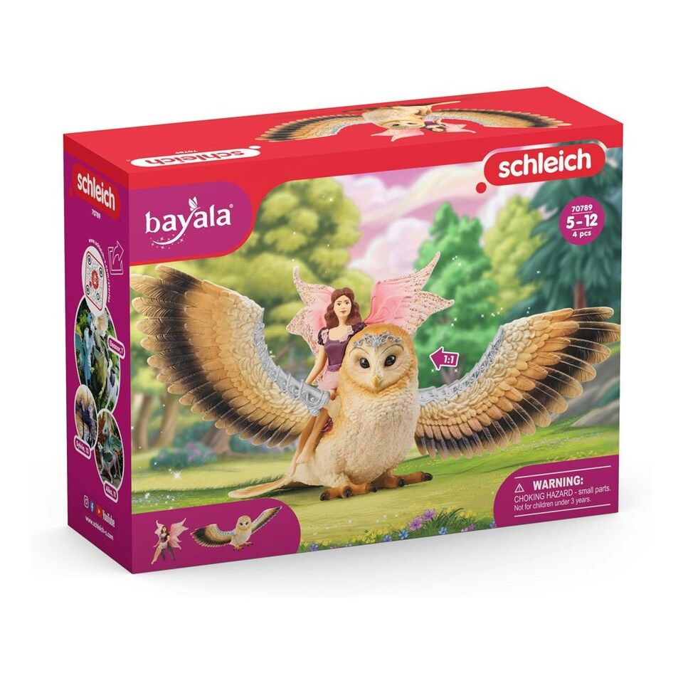 image 1 of SCHLEICH Bayala Fairy in Flight on Glam-Owl Toy Figure