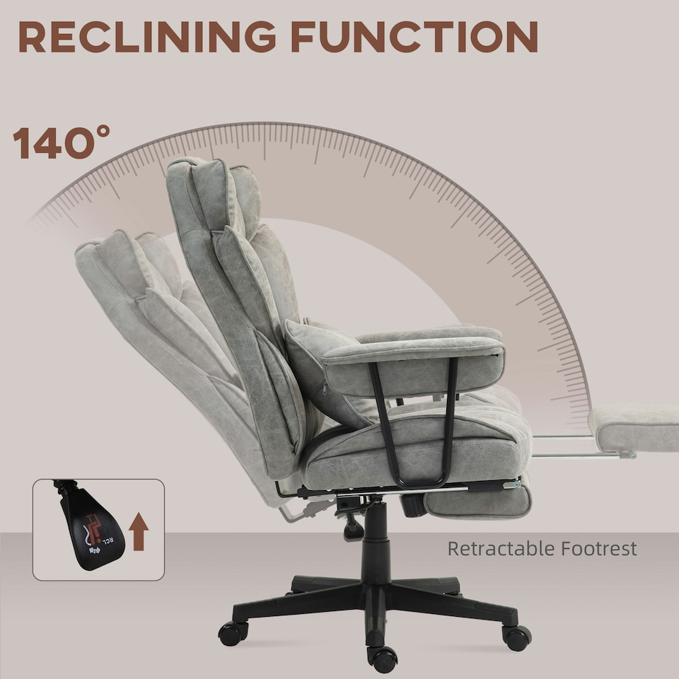 image 1 of HOMCOM Office Chair, Ergonomic Desk Chair with Foot Rest, Grey Grey