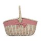 image 6 of White Wash Finish Oval Wicker Basket with Lining Blue | Blue | One Size