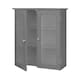 image 4 of Teamson Home Wooden Bathroom Wall Cabinet 2 Glass Doors Grey